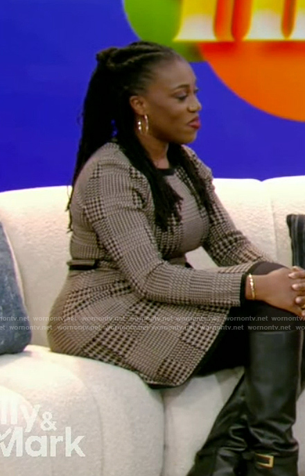 Tiffany Aliche's gray plaid dress on Live with Kelly and Mark