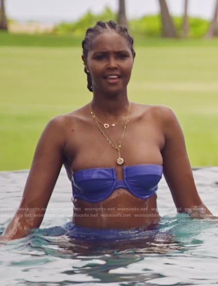 Ubah's navy underwire bikini top on The Real Housewives of New York City