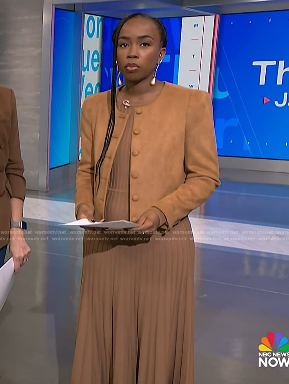 Zinhle's brown ribbed dress on NBC News Daily