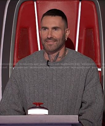 Adam Levine's grey cable knit sweater on The Voice