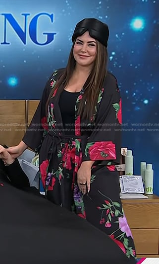 Bobbie's black floral robe on Today
