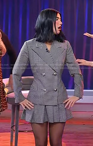 Charli D'Amelio's black check blazer and pleated skirt on Today