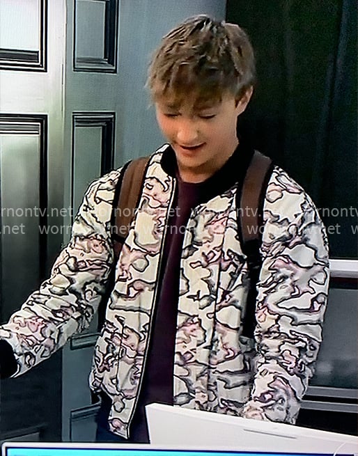 Danny's white camo print bomber jacket on General Hospital