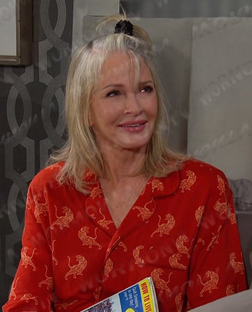 Hattie's red tiger print pajamas on Days of our Lives
