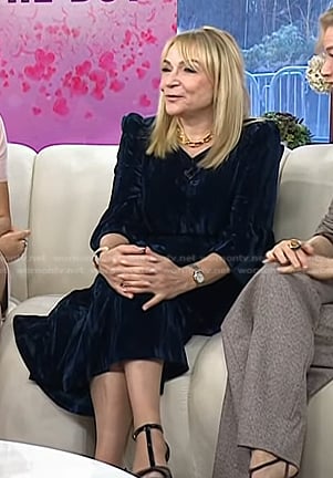 Helen Fielding's blue velvet midi dress on Today