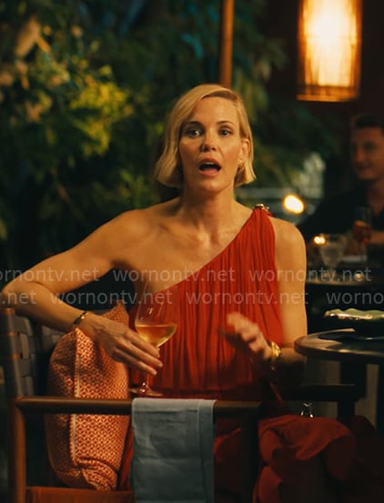 Kate's red one-shoulder dress on The White Lotus