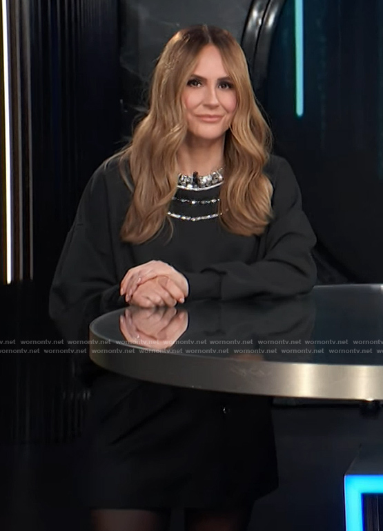 Keltie's black embellished sweater on E! News