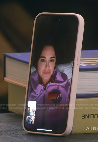Kyle's lilac printed zip hoodie on The Real Housewives of Beverly Hills