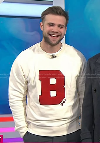 Leo Woodall's white B sweatshirt on Today