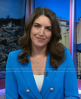Liz Kreutz's blue double breasted blazer on NBC News Daily