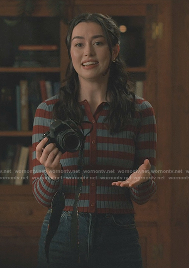 Annie's stripe ribbed cardigan on Sweet Magnolias