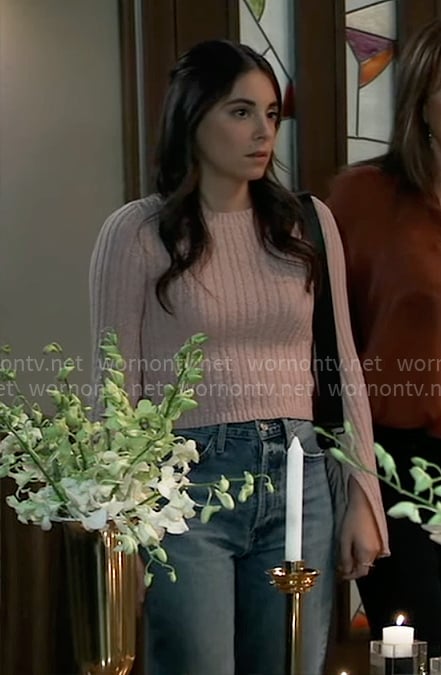 Molly's pink sweater with split cuffs on General Hospital