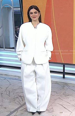 Monica Barbaro's white oversized jacket and pants on Today