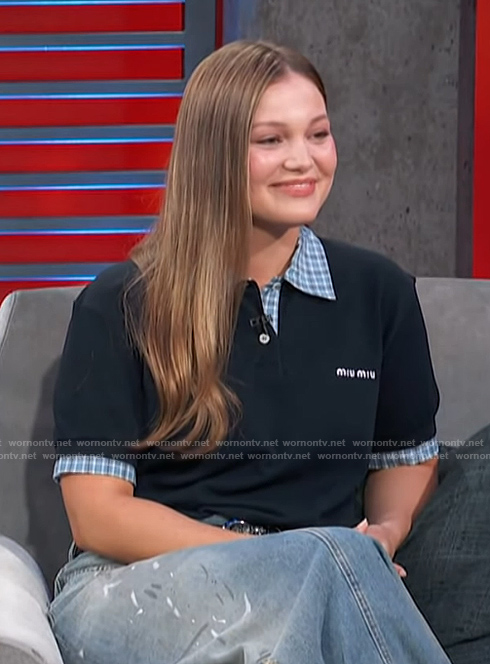 Olivia Holt's contrast trim Polo on Access Hollywood