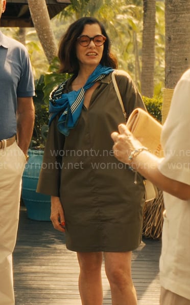 Victoria's olive mini dress on The White Lotus