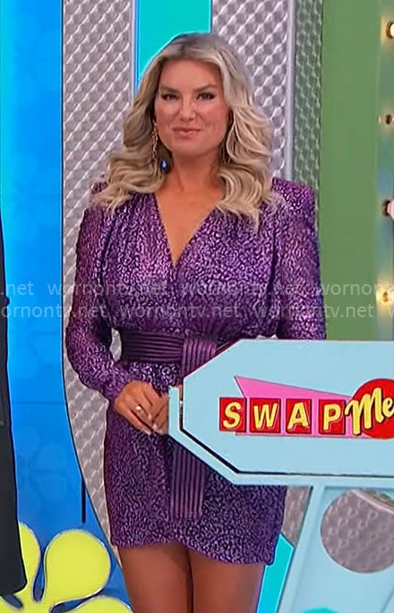 Rachel's purple belted mini dress on The Price is Right