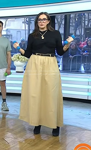 Savannah's black top and beige maxi skirt on Today