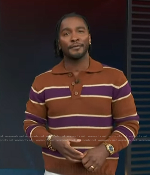 Scott's striped polo sweater on Access Hollywood