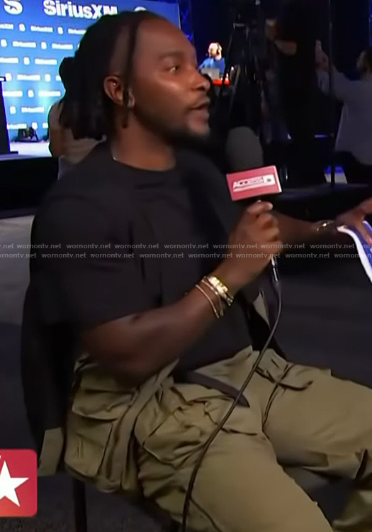 Scott's colorblock cargo vest and pants on Access Hollywood