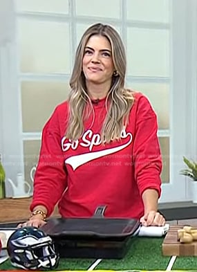 Siri Daly's red Go Sports sweatshirt on Today