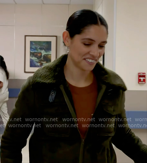 Stella's green suede jacket on Chicago Fire