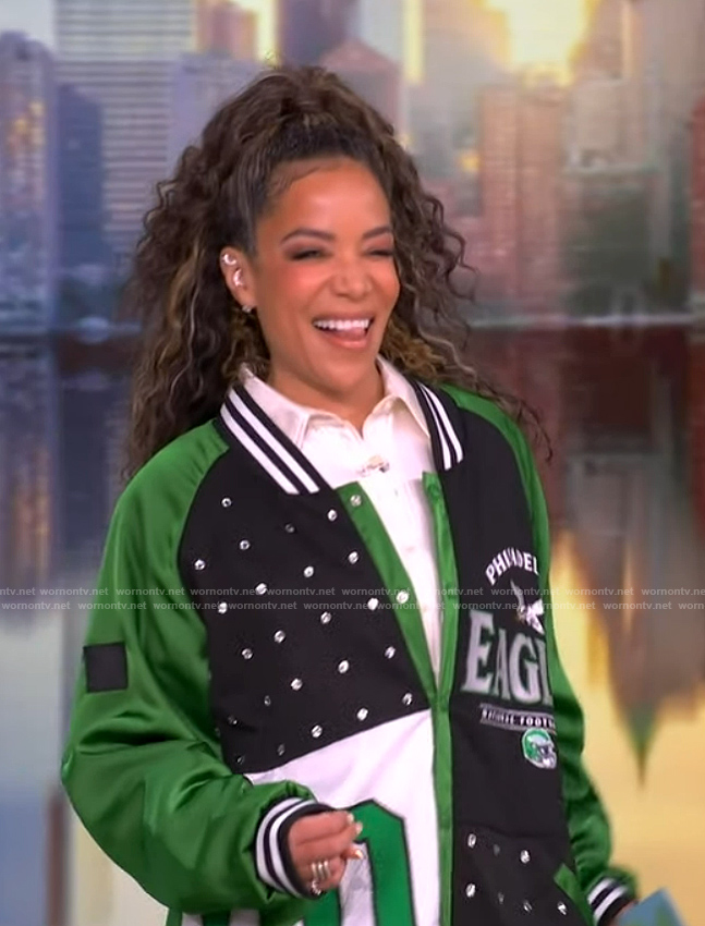 Sunny's Eagles varsity bomber jacket on The View