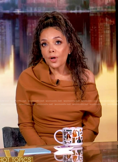 Sunny's brown gathered one shoulder top on The View