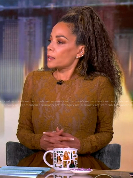 Sunny's brown lace top and skirt on The View