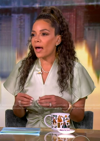 Sunny's mint satin ruched front dress on The View