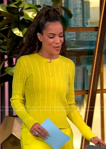 Sunny's yellow cable knit sweater on The View