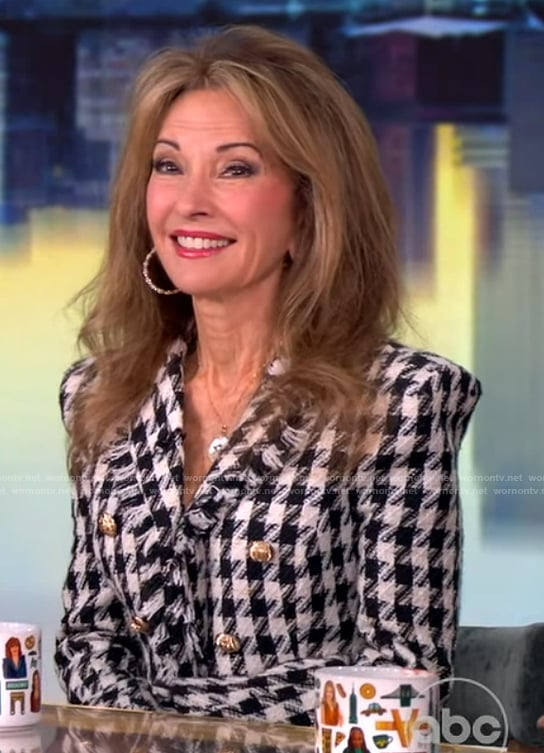 Susan Lucci's houndstooth tweed blazer on The View