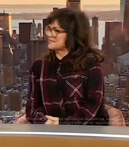 Valerie's black plaid shirt on The Drew Barrymore Show