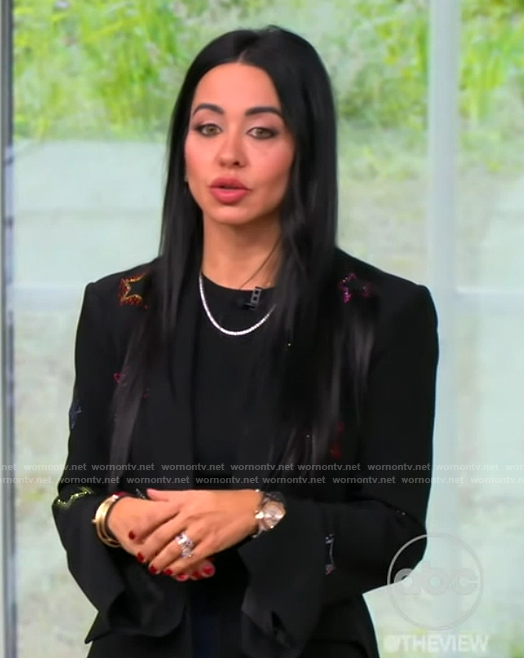 Vanessa Deleon's black star embellished blazer on The View