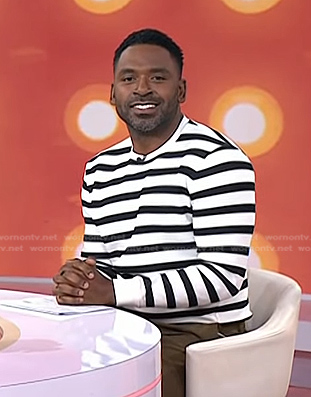 Justin's white striped sweatshirt on Today