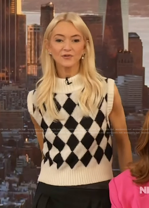 Zanna Roberts' check print vest on The Drew Barrymore Show