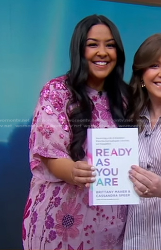 Brittany Maher's pink floral embellished top on Good Morning America
