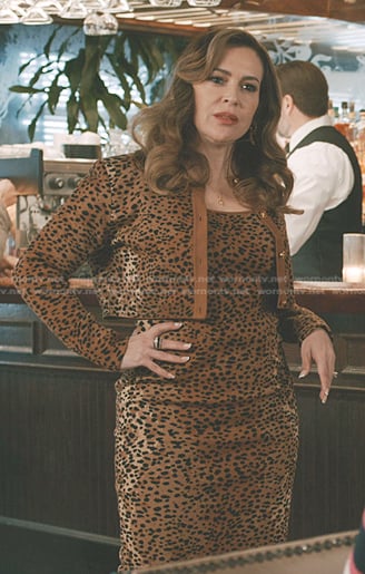 Pupetta's leopard print dress and cardigan on Elsbeth