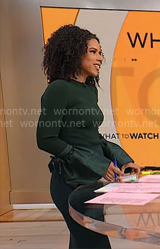 Adriana Diaz's green flared sleeve top on CBS Mornings