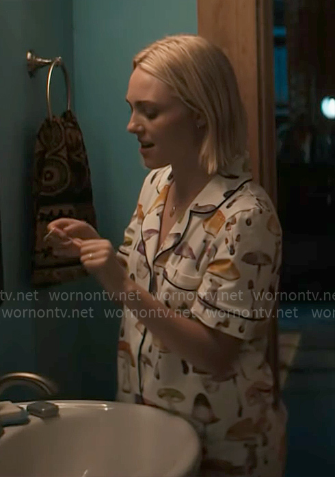Alice's mushroom print pajamas on Grosse Pointe Garden Society