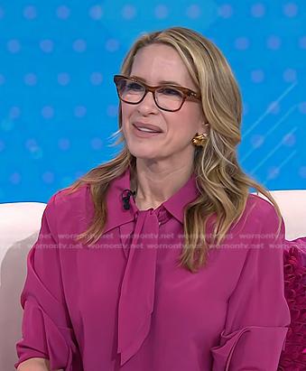 Dr. Aliza Pressman's pink tie neck blouse on Today
