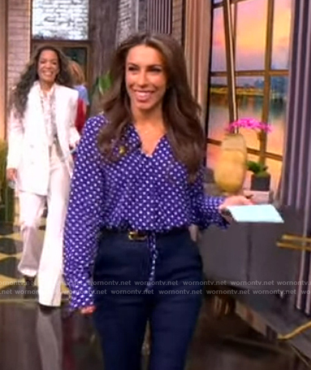Alyssa's blue polka dot print top on The View