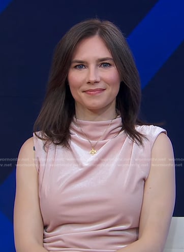 Amanda Knox's pink velvet top on Good Morning America