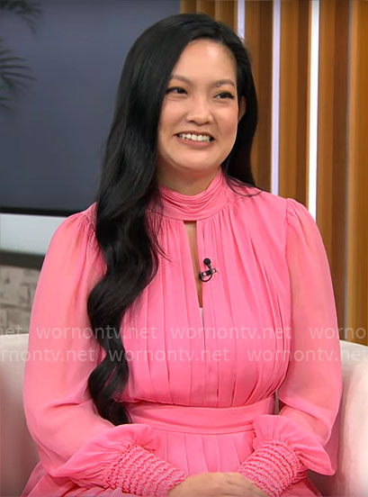 Amanda Nguyen's pink pleated dress on CBS Mornings