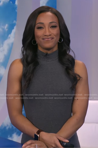 Brittany's grey sleeveless mock neck dress on Good Morning America