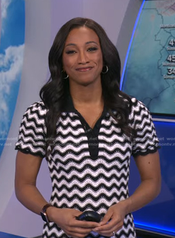 Brittany's wavy stripe knit polo dress on Good Morning America