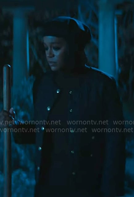 Catherine's black quilted jacket on Grosse Pointe Garden Society