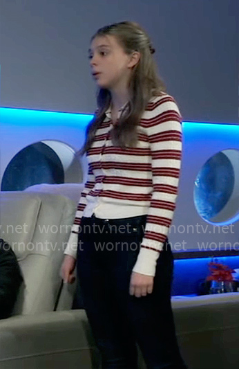 Charlotte's red striped cardigan on General Hospital