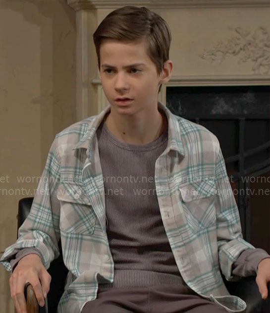 Connor's grey and green plaid shirt on The Young and the Restless