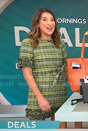 Courtney Cason's green tweed dress on CBS Mornings