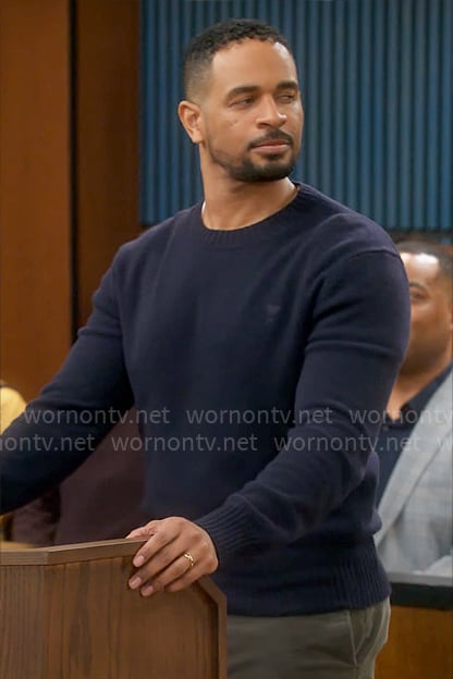 Junior's navy blue sweater on Poppas House